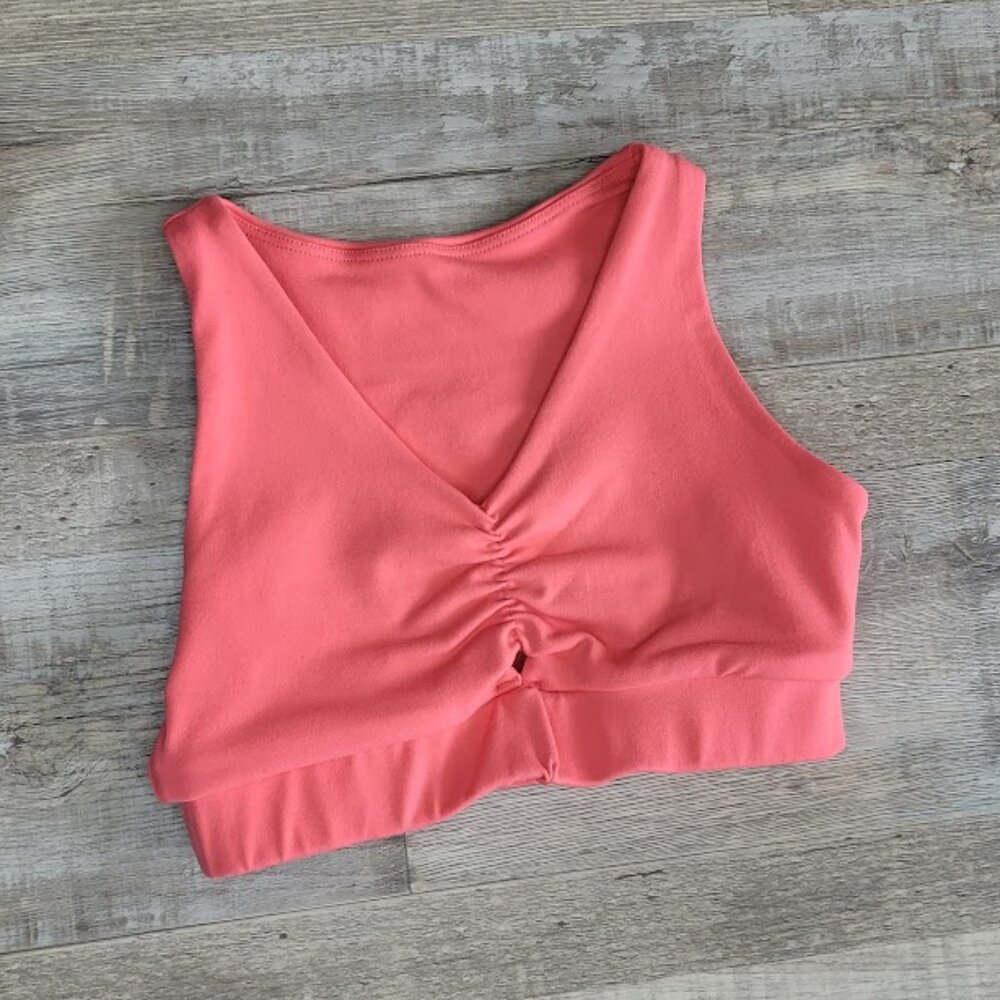 AS Dancewear Vida Top | Ruched V-Neck Dance Crop | Youth Medium YM Coral